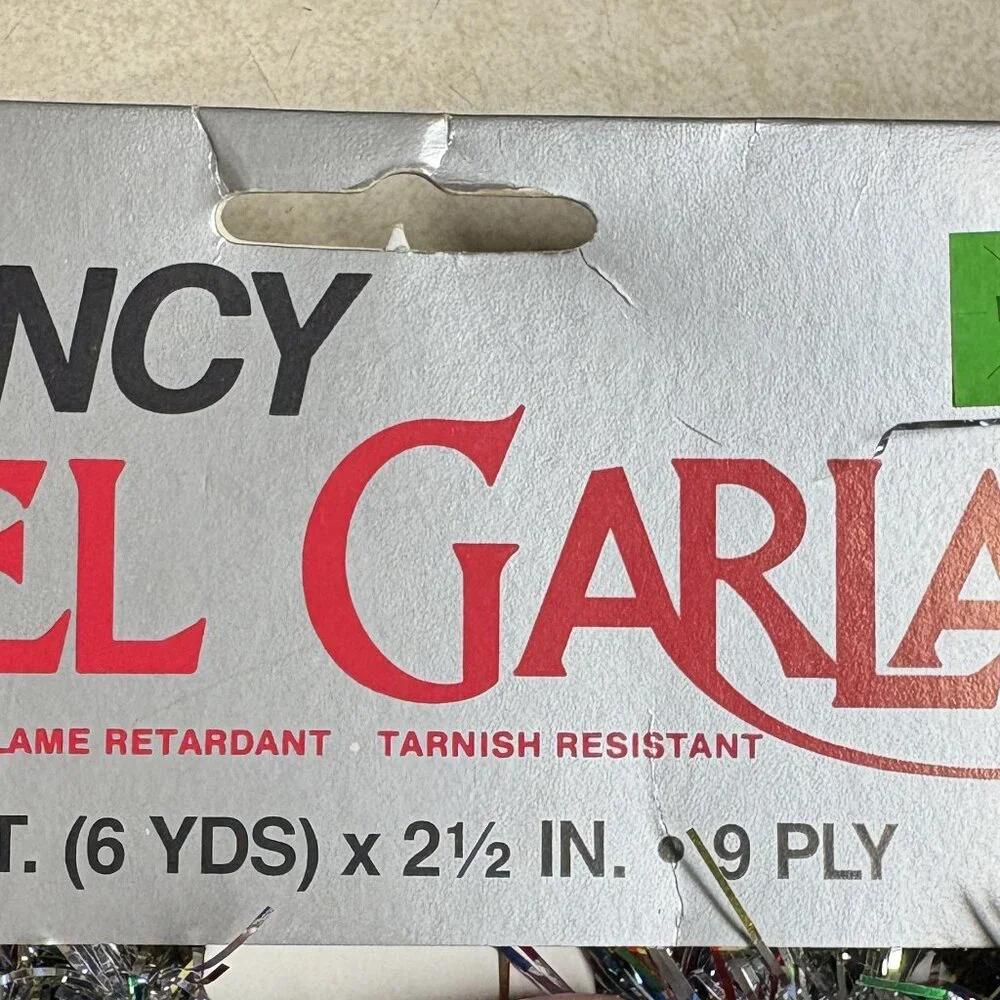 Vintage 1990's Young Craft tinsel Garland lot of two NOS